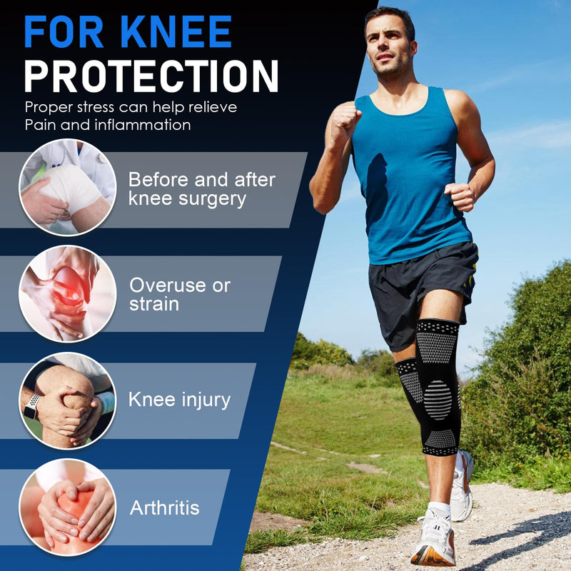 [Australia] - Pack of 2 non-slip knee bandage set, athletics knee bandage, breathable knee compression bandage, and supportive knee bandages, knee bandage for men/women, for running, jogging, sports, basketball (M) 
