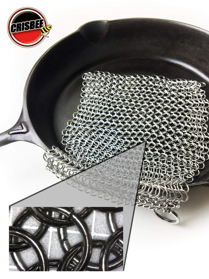 [Australia] - Chain Mail Scrubber by Crisbee - 316 Stainless Steel - Rust Resistant - Perfect for Cast Iron and Carbon Steel Cookware by Crisbee 