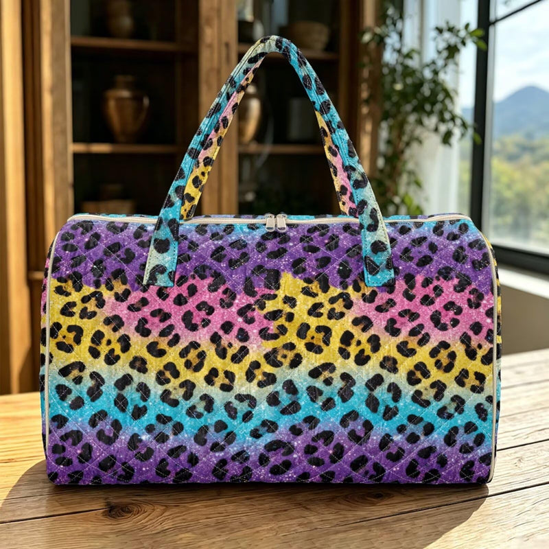 BIGCARJOB Leopard Print Travel Duffle Bag Large Overnight Bag Carry On Garment Duffel Bags Gym Accessories Personal Item Travel Bags for Women