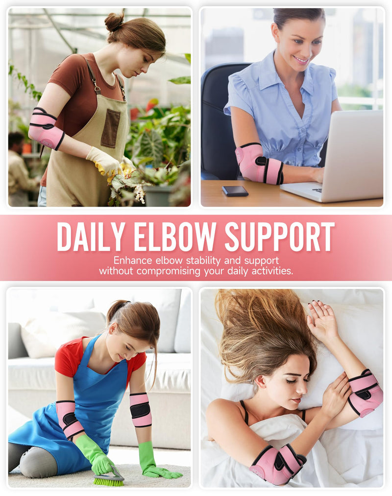[Australia] - SueH Design Tennis Elbow Brace for Men and Women, Elbow Brace for Tennis Elbow, Golfer's Elbow, Tendonitis, Pain Relief, Elbow Brace (Pack of 2), Pink 