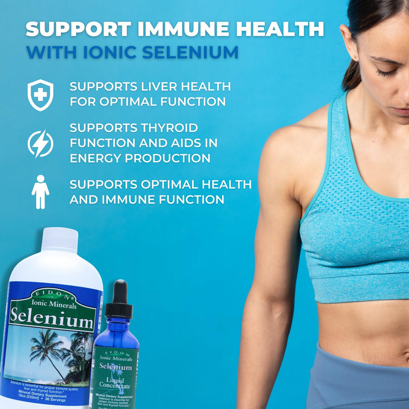[Australia] - Eidon Ionic Minerals Liquid Selenium, Selenium Drops, Sodium Selenate Supplement, Support Liver Health and Thyroid Function, Immune System Support, 2 oz 