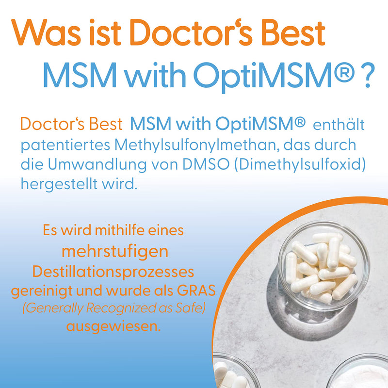 [Australia] - Doctor's Best, MSM with OptiMSM, 1000 mg, 180 capsules, high dosage, laboratory tested, soy-free, gluten-free, non-GMO, natural sulfur 