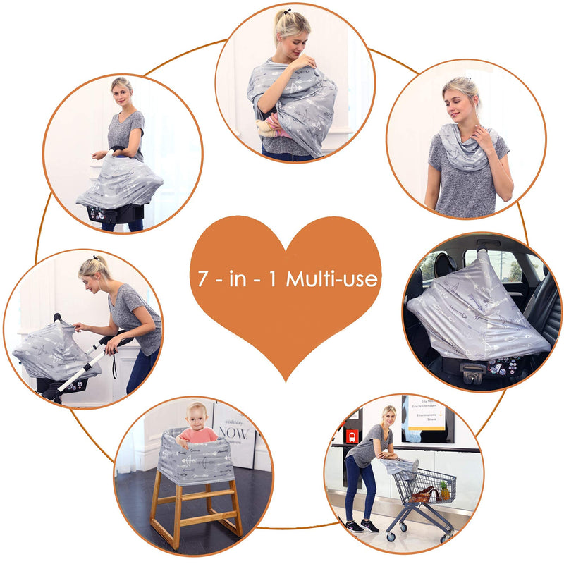 [Australia] - Breastfeeding Cover Carseat Canopy - Multi Use Car Seat Covers for Babies, Infant Stroller Cover, Baby Shower Gifts for Boys and Girls grey 