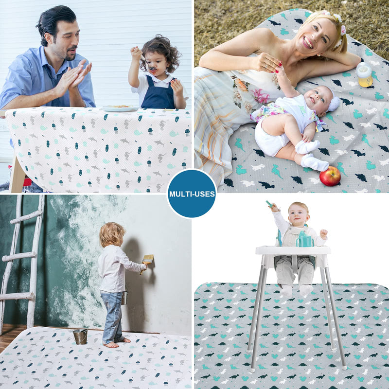 [Australia] - Splat Mat 2 Pack for Under High Chair & Arts & Eating Mess, Waterproof Baby Playtime Anti-Slip High Chair Mat for Floor or Table, Reusable & Portable Splash Mat for Under High Chair, 46" x 42" Gray 