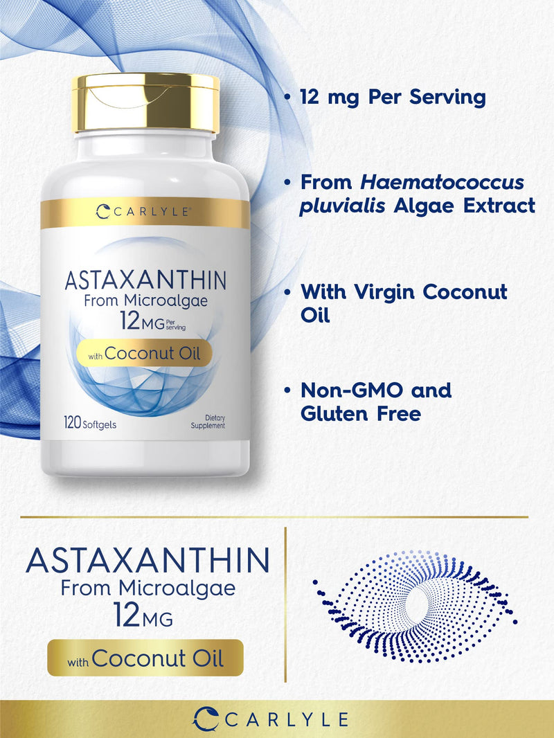 [Australia] - Carlyle Astaxanthin 12mg | 120 Softgels | Supplement from Microalgae | with Coconut Oil | Non-GMO & Gluten Free 