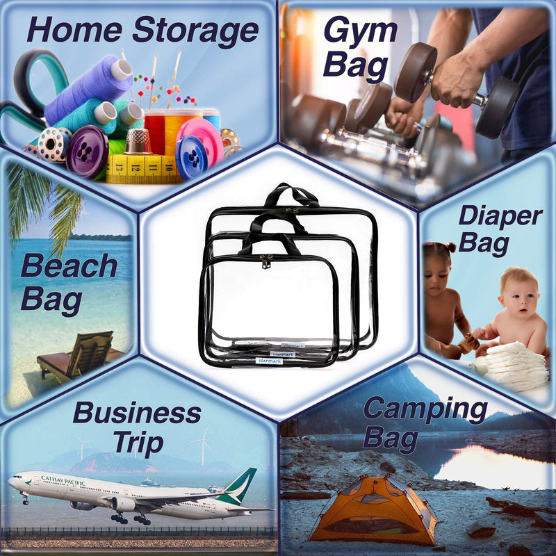 Clear Compression Packing Cubes 3 Set - TSA Approved Toiletry Bag 3-1-1 Clear Travel Cosmetic Bag with Handle