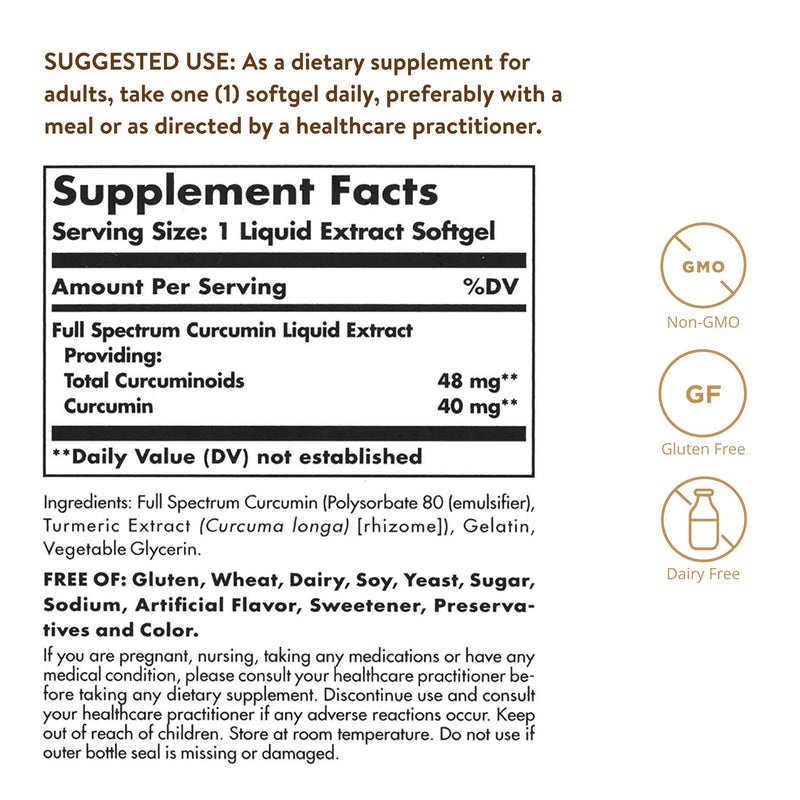 [Australia] - Solgar Full Spectrum Curcumin - 105 LiCaps - Superior Absorption - Brain, Joint & Immune Health - Vegan, Gluten-Free, Non-GMO, Dairy Free - 105 Servings 