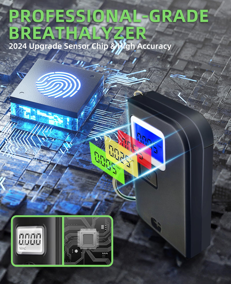 [Australia] - Breathalyzer Keychain, Professional-Grade High Accuracy Alcohol Tester, Portable Breathalyzer with LCD Digital Display for Home Use(5 Mouthpieces) 