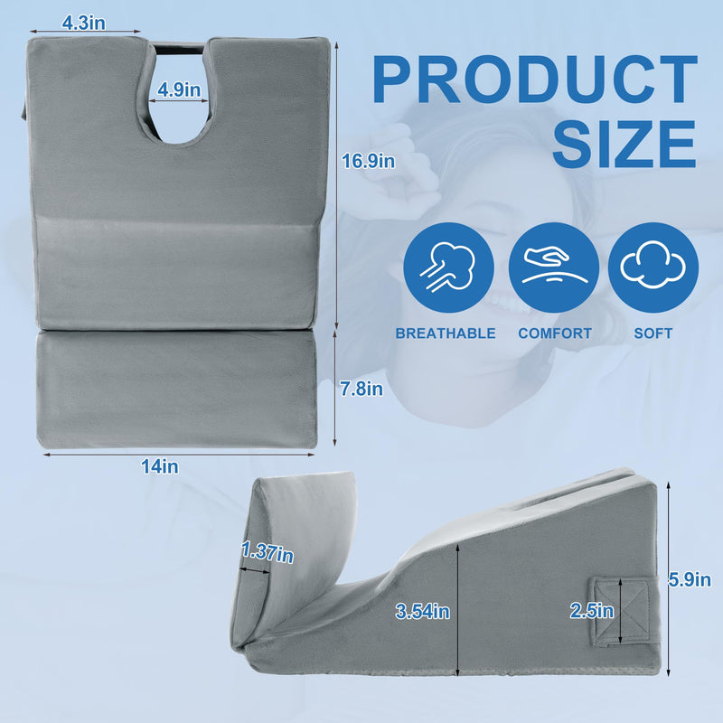 [Australia] - MABOZOO Face Down Prone Pillow, Massage Pillow for After Eye Surgery, Facedown Cushion for Massage, Prone Sleeping, Bed, Retina Surgery, Vitrectomy, M 17*14*6inch 