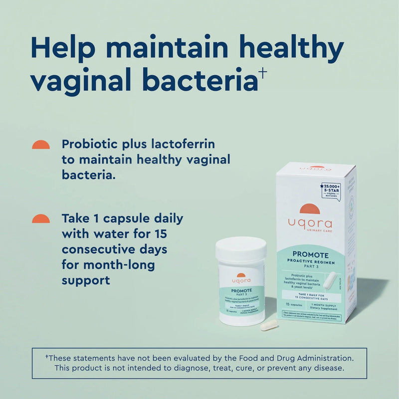 [Australia] - Uqora Promote - Support Vaginal Health* - Probiotic for Women with Lactoferrin, Lactobacillus Acidophilus & Lacticaseibacillus Rhamnosus - Vaginal Probiotics - Gluten-Free - 15 Capsules 15 Count (Pack of 1) 