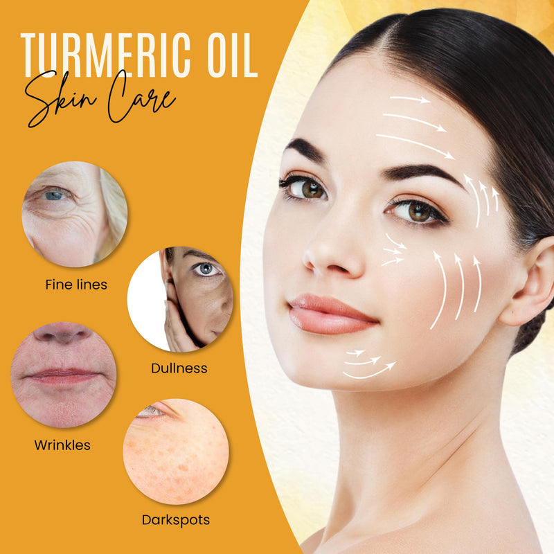 Organic Turmeric Oil for Skin Lightening - Turmeric Face Oil for Dark Spots, Anti-Aging & Hydrating Dry Skin - Glow Moisturizer for Face, Neck & Eyes (4 FL OZ / 60 ML) 4 Fl Oz (Pack of 1)