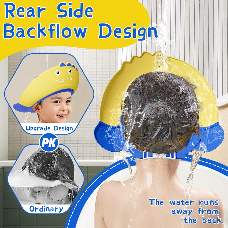 [Australia] - Baby Shower Cap Shield for Kids Bath Visor for Toddlers Shampoo Bath Bathing Hat Silicone Adjustable Visor Hat for Eye and Ear Protection for 1-9 Years Cute Shower Cap Makes the Baby Bath More Fun Yellow 