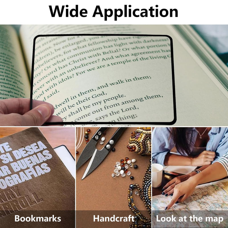 8 PCS 3X Page Magnifying Sheet for Reading, Ultra-Thin Lay-Flat Flexible PVC Page Magnifiers (7" X 4.7") Full-Page Magnifying Glass for Books, Maps, Small Print，Ideal for Seniors & Eye-strain