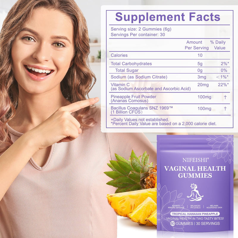 Vaginal Probiotics for Women, Vital Source Feminine Gummies, pH Balance for Women, Premium Feminine Balance Gummies, Promotion of Womens Health - 60Gummies