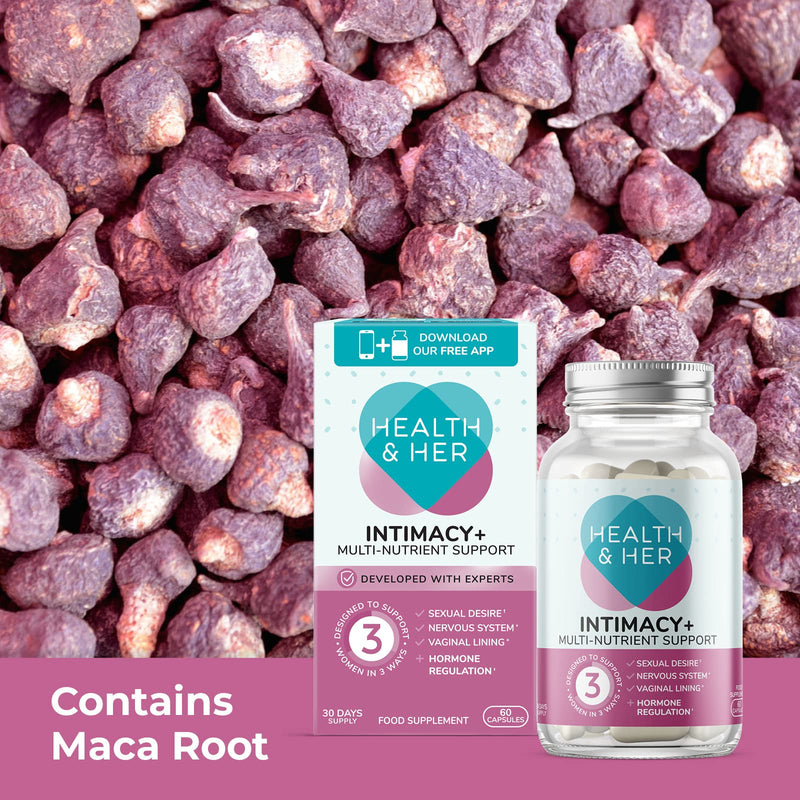 Health & Her Intimacy+ Multi-Nutrient Support for Women - Women's Desire Supplement with Maca Root, Tribulus Terrestris and Sea Buckthorn - 2 Month Supply - 120 Vegan Tablets 60 count (Pack of 2)
