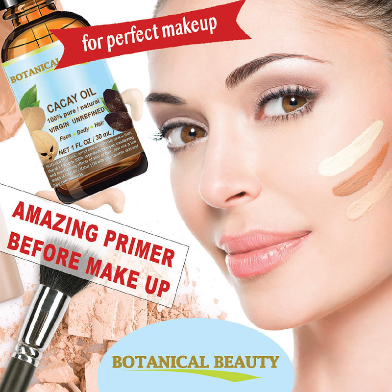 Botanical Beauty CACAY OIL 100% Pure Natural Virgin Unrefined Cold-pressed carrier oil WILD GROW 1 Fl oz 30 ml For Face, Skin, Body, Hair. Anti Wrinkle Face Oil Natural Retinol Vitamin A, Vitamin E