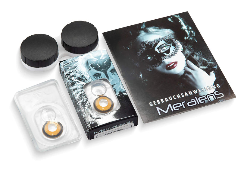 [Australia] - Colored yellow 'Lunatic Sun' contact lenses from 'Evil Lens' for Carnival Halloween 1 pair of yellow Crazy Fun contact lenses with case without strength 