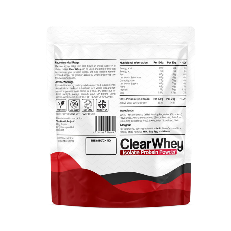 Clear Whey Isolate Protein Powder - Refreshing, Low Calorie Whey Protein Isolate, 600g, Lactose-Friendly, 20 Servings (600g, Strawberry Watermelon)
