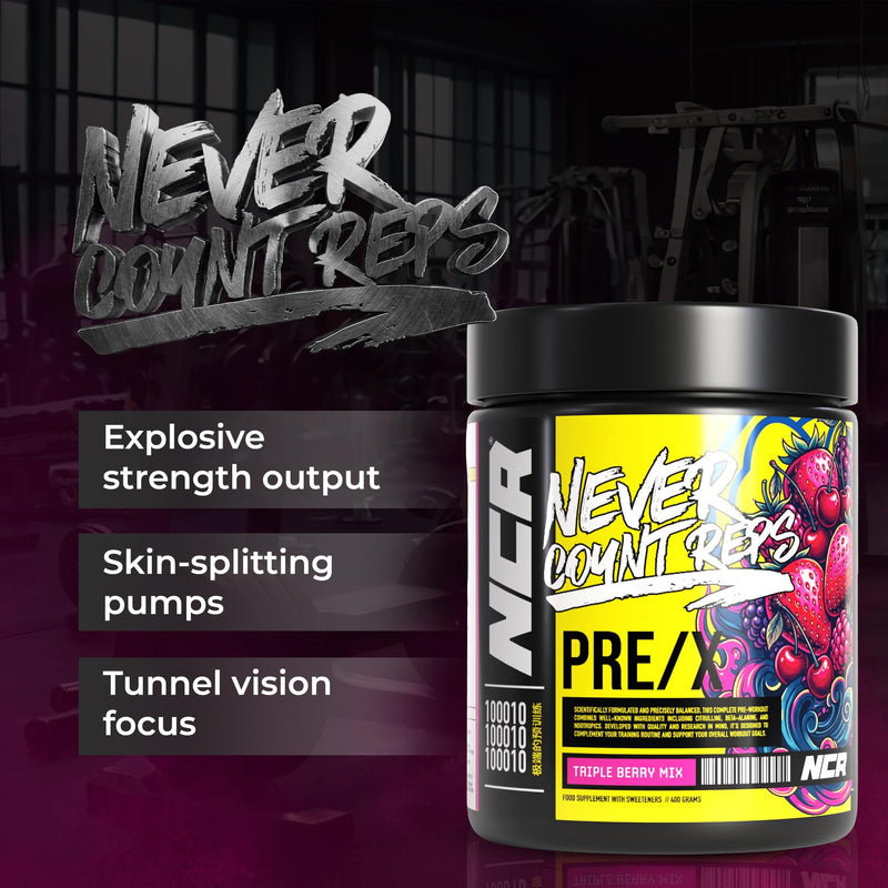 Never Count REPS Cherry Cola Smash Pre Workout - 390g Tub (30 Servings) - Energy Drink Powder with Caffeine, Citrulline, Beta Alanine & More - Controlled Stim Energy - Performance Supplement 30 Servings