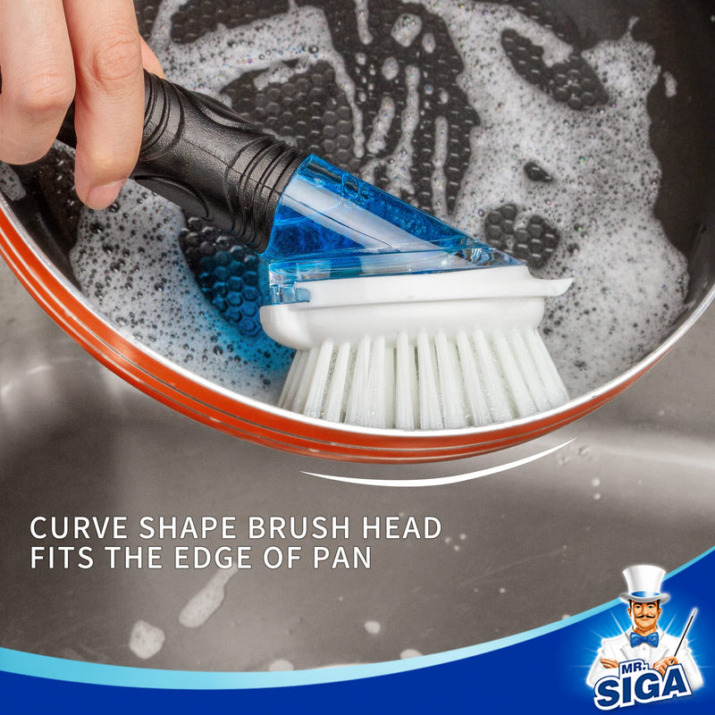 [Australia] - MR.SIGA Soap Dispensing Dish Brush Refills, 4 Pack White 