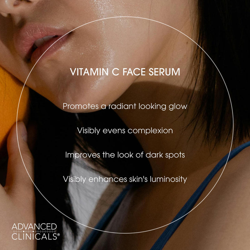 Advanced Clinicals Brightening Vitamin C Serum For Face With Glycolic Acid + Lactic Acid | Vitamin C Eye Serum Face Moisturizer For Improving Look Of Dark Spots & Uneven Complexion, 2-Pack 1.75 Fl Oz (Pack of 2) Vitamin C Brightening Serum
