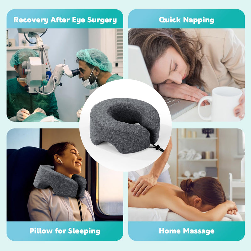 [Australia] - BALAPET Breathable Face Down Pillow, Massage Pillow Face Down After Eye Surgery, Adjustable Memory Foam Stomach Sleeping Pillow for Rest and Recovery(Dark Gray) Dark Gray 