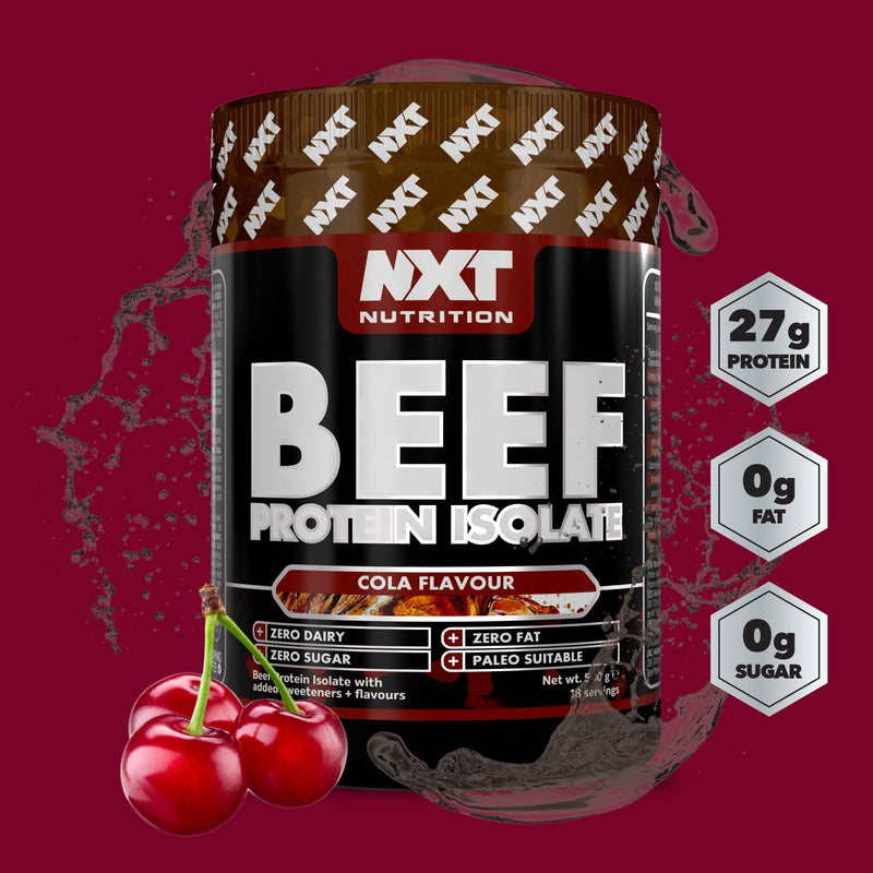 NXT Beef Protein Isolate 540g - High Protein Powder in Natural Amino Acids - Paleo, Keto Friendly - Dairy and Gluten Free | 540g (Cherry Cola)