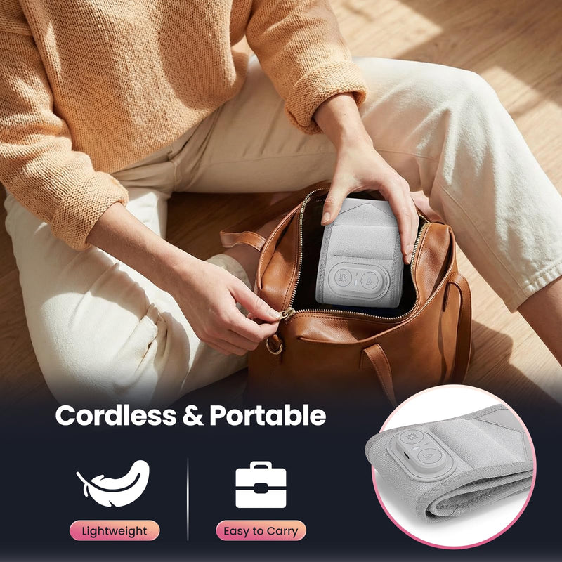 Cordless Wrist Heating Pad Wrap, Heated Wrist Brace with Vibration, Heated Wrist and Hand Massager, 3 Heat Levels, 3 Massage, Rechargeable Heating Pad for Wrist and Hand, Elbow, Ankle Light Grey