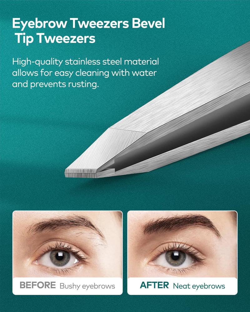 [Australia] - MR.GREEN tweezers, professional precision eyebrow tweezers for women and men, Solingen stainless steel beveled hair removal tweezers, premium eyebrow tweezers 