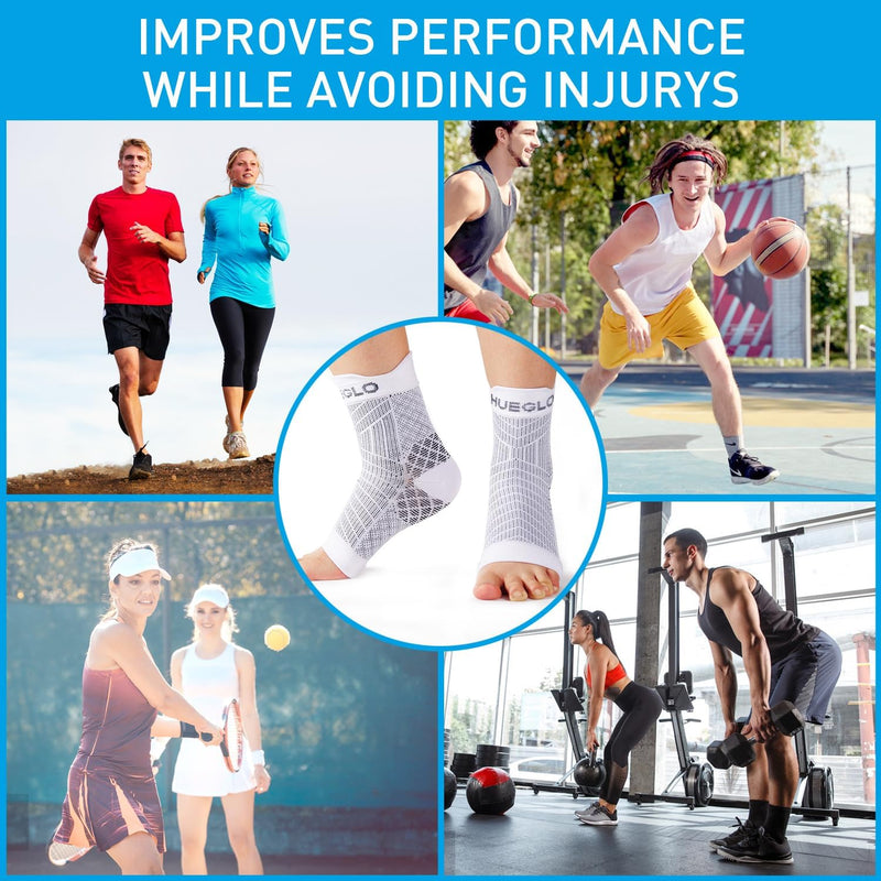 [Australia] - HUEGLO 4 Pairs of Ankle Support Plantar Fasciitis Socks Orthopedic Compression Socks Neuropathy Ankle Support Arthritis Achilles Tendon Bandage Plantar Fasciitis Foot Bandages Ankle Sports Black L 