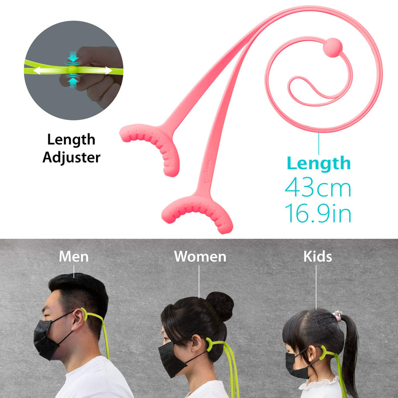 [Australia] - Bone Lanyard Mask Tie (3 Packs) Adjustable Reusable Mask Holder with Lanyard, Silicone Mask Extender for Masks, Mask Ear Savers Pressure Relief for Adults Kids (Light- Pink, Blue, Green) Long Strap (Light Set) 
