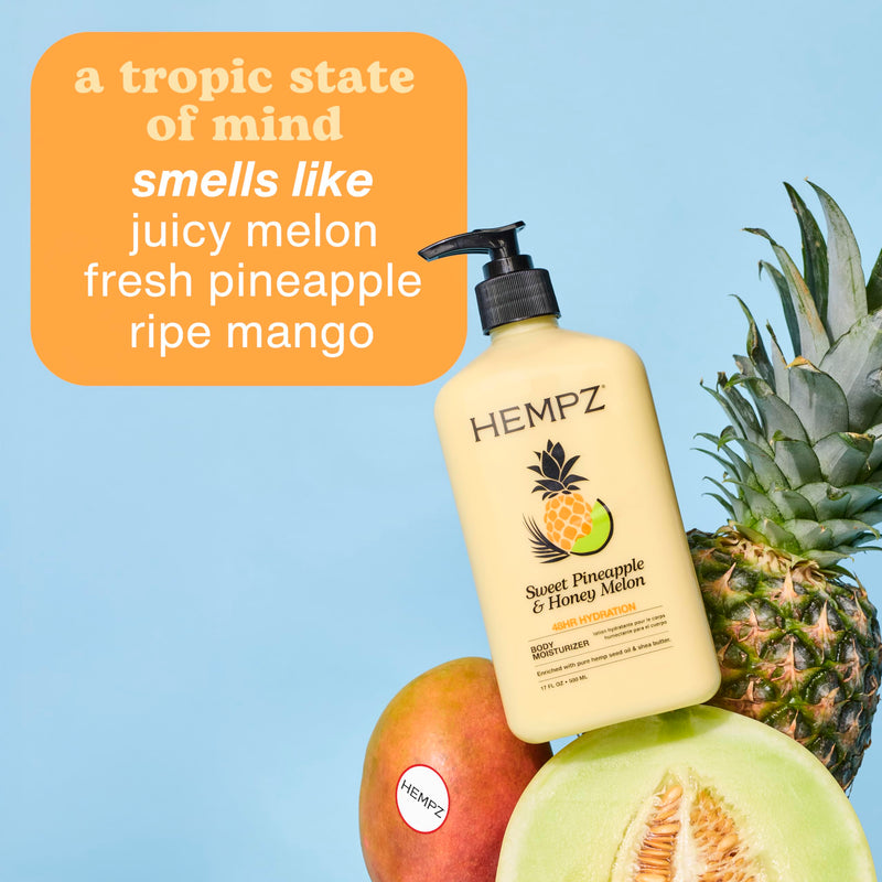 Hempz Sweet Pineapple & Honey Melon Moisturizing Skin Lotion, Hemp Seed Herbal Body Moisturizer with Jojoba, Natural Extracts, Vitamins A and E, 2.25 oz