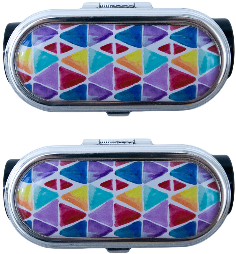 Stephanie Imports Set of 2 Clip-On Round Lipstick Mirrors (Watercolor Triangles) Watercolor Triangles