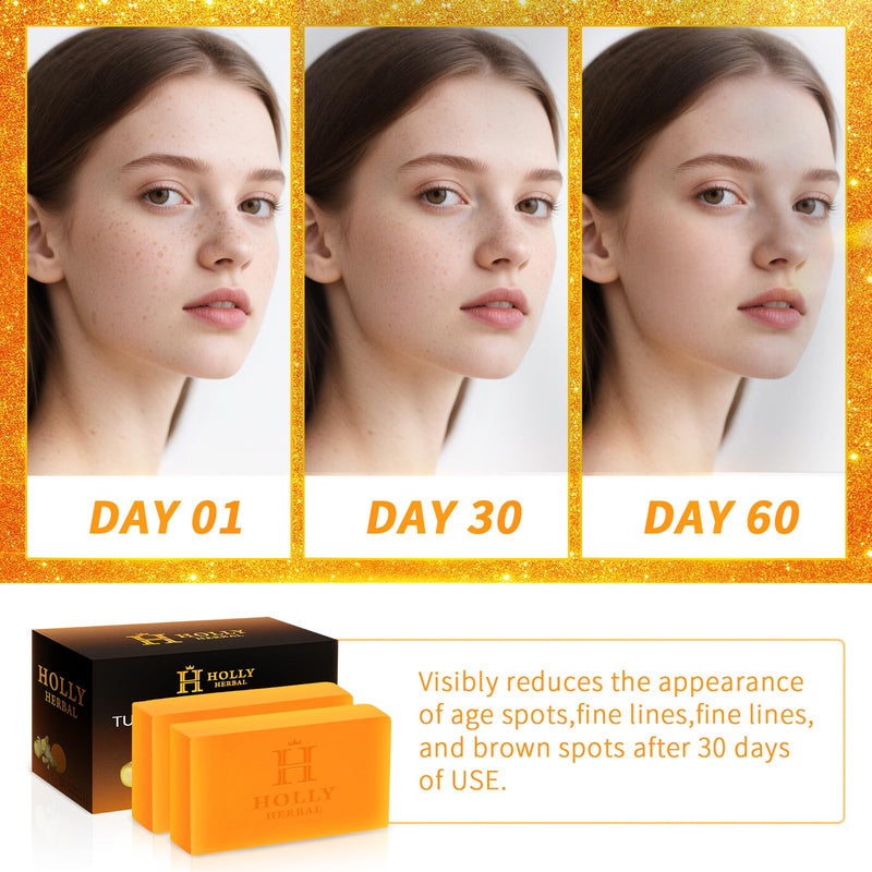 XXL 2.84oz Turmeric Soap Bar - Kojic Acid Soap Dark Spot Remover & Scars - Original Japanese Complex Vitamin C Collagen Shea Butter Retinol Acid Dark Spot Remover for Face Body Skin 1