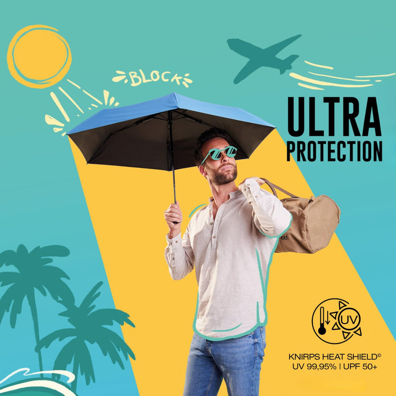 Knirps U.200 Ultra Light Duomatic Automatic Open Rain Umbrella - Compact Windproof Travel Umbrella for Adults - 97cm Diameter Retractable With Carrying Case Black
