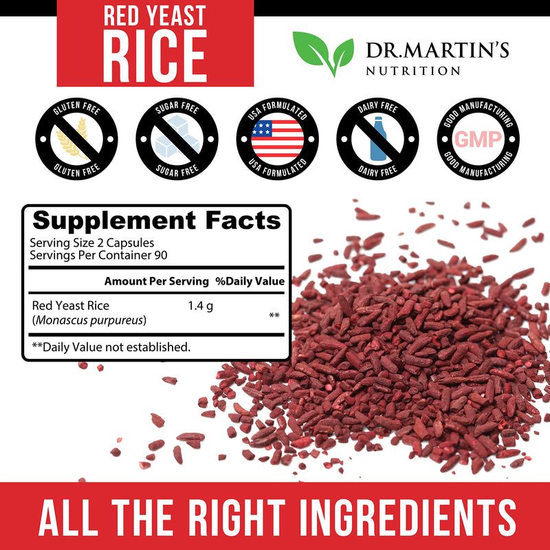 [Australia] - Red Yeast Rice Extract 1400mg 180 Count | Maintain Healthy Cholesterol Levels | Digestion & Weight Management For Healthy Heart, Supports Cardiovascular & Blood Circulation,Overall Health & Well Being 