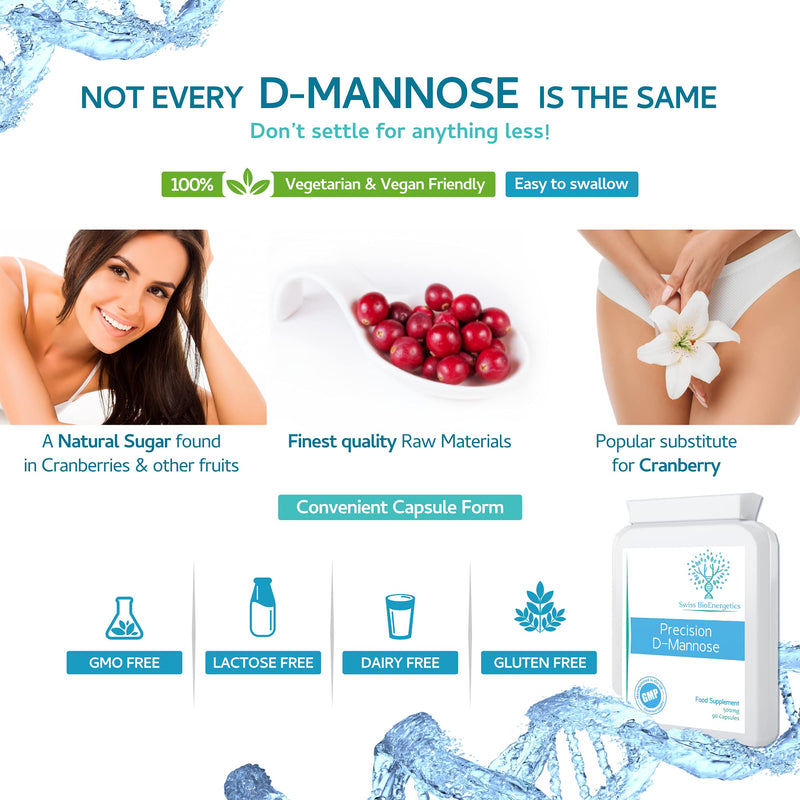 Precision D-Mannose 500mg 90 Capsules - 100% Pure Natural Form