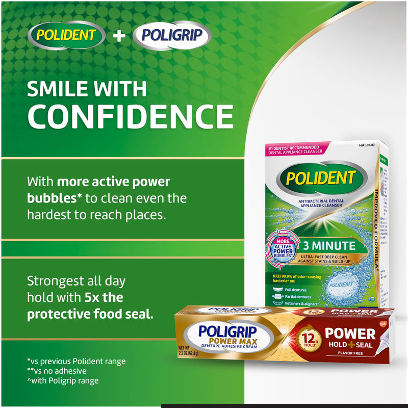 [Australia] - Polident 3 Minute Denture Cleanser Tablets - 90 count (Pack of 2) Pack of 2 