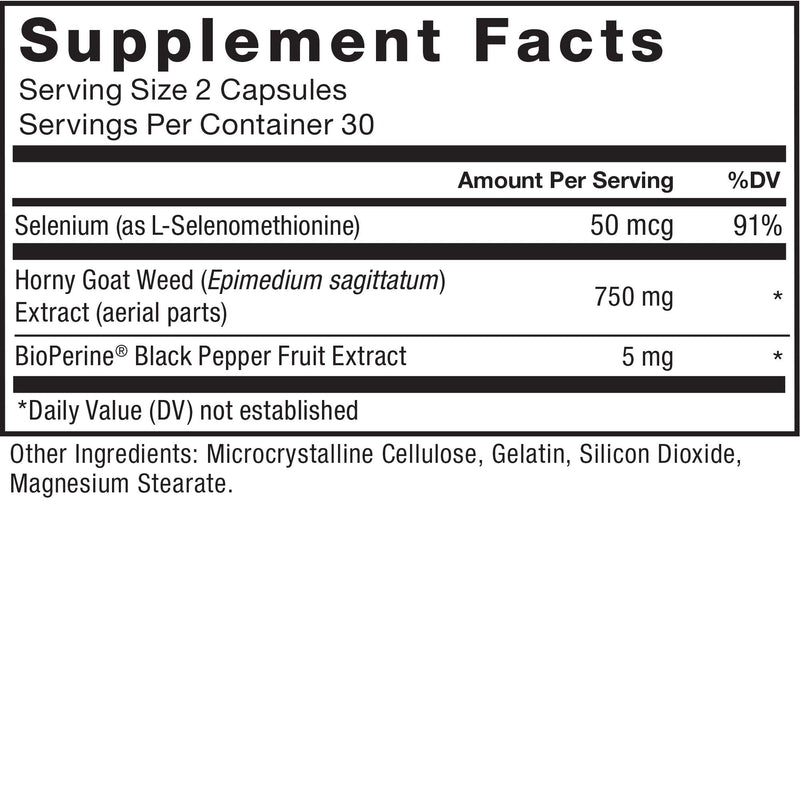 [Australia] - Force Factor Horny Goat Weed for Men, Natural Male Drive and Vitality Supplement with Natural Ingredients for Superior Absorption, Fundamental Series, 750mg, 60 Capsules 60 Count (Pack of 1) 
