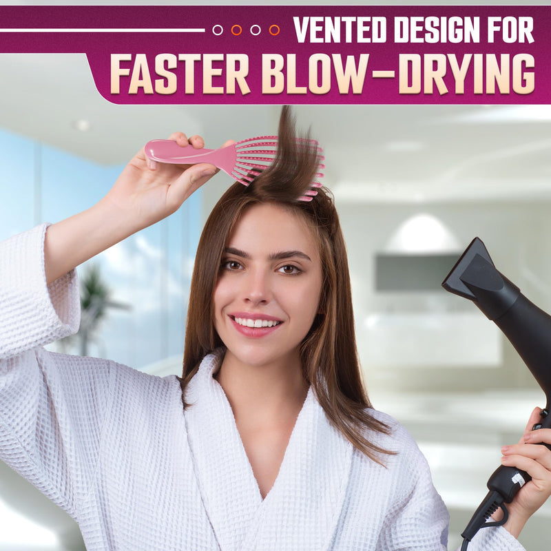 2 Pcs Detangling Curl Brush for Curly Hair Pink & Violet Set – Ergonomic Shell Shape Design and Scalp-Fitting Detangling Brush for Curly Hair and Locks – Easy Tangle Removal Curl Detangler Brushes 2 Pcs Seashell