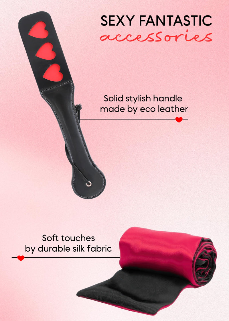 [Australia] - SM Paddle Black Flogger Whip Crop and Mask Fetish Set Paddle Spanking Sex Blindfold for Spanking Adults 