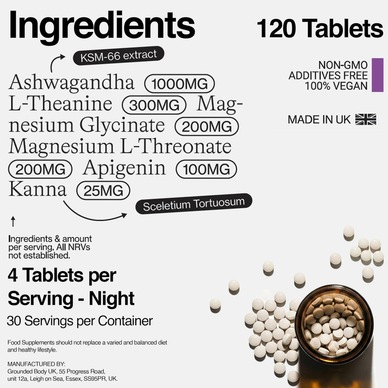 ØTHERS Reset+ Sleep Support 6-in-1 Adaptogenic Supplement | Magnesium L-Threonate, KSM66 Ashwagandha, Apigenin L-Theanine & Kanna | 120 Vegan Micro Tablets | UK Made