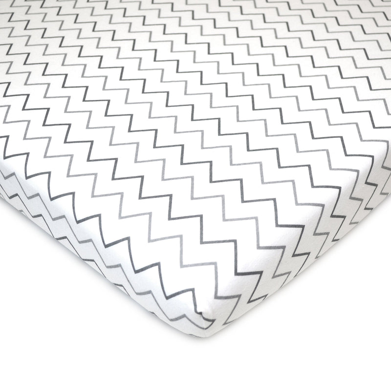 [Australia] - American Baby Company 3 Pack Fitted Mini Crib Sheet 24" x 38", Soft Breathable Neutral 100% Cotton Jersey Portable Sheet, Gray Star/Zigzag, for Boys and Girls, Fits Most Pack N Play Mattresses Grey Star/Zigzag 