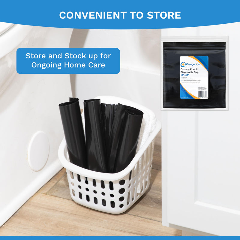 [Australia] - Ostomy Pouch Disposable Bags, Zip Seal Closure, Prevents and Locks in Odors, Mess-Free/Colostomy Bags, Nappies, Incontinence Products, Feminine Pads / 10x10 Bag Size / 60 Count 