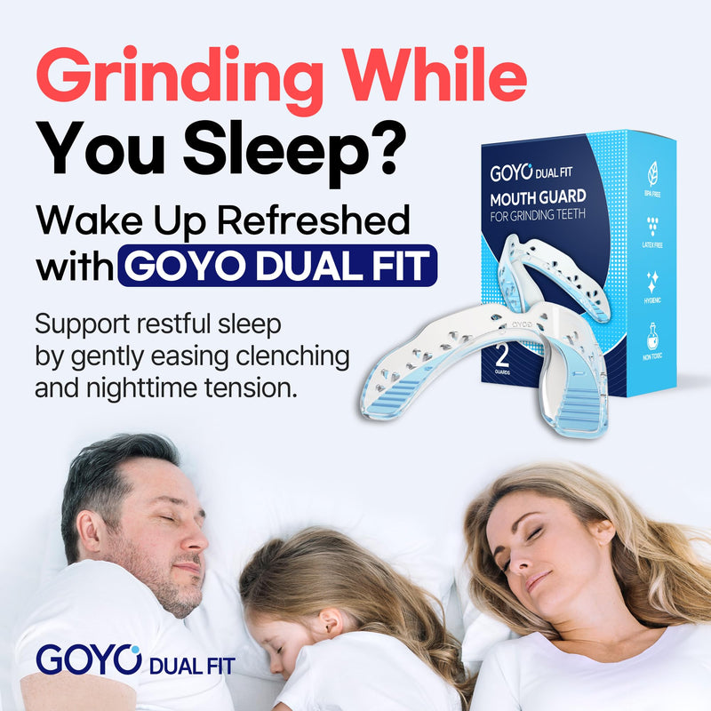 [Australia] - GOYO Dual FIT Pack of 2 Mouth Guard for Clenching Teeth at Night with Thermo Checker & Dental Case | Night Guards for Teeth Grinding | Custom-Fit & Custom Moldable Bruxism Sleep Night Guard – BPA-Free 