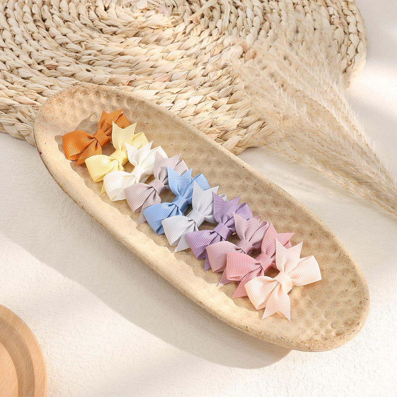 [Australia] - 24PCS 2inch Baby Hair Clips, Oaoleer Baby Girls Fully Lined Baby Bows Hair Pins Tiny Hair Bows Alligator Clips for Baby Girls Infants Toddlers 12 Colors in Pairs (Style D) Style D 