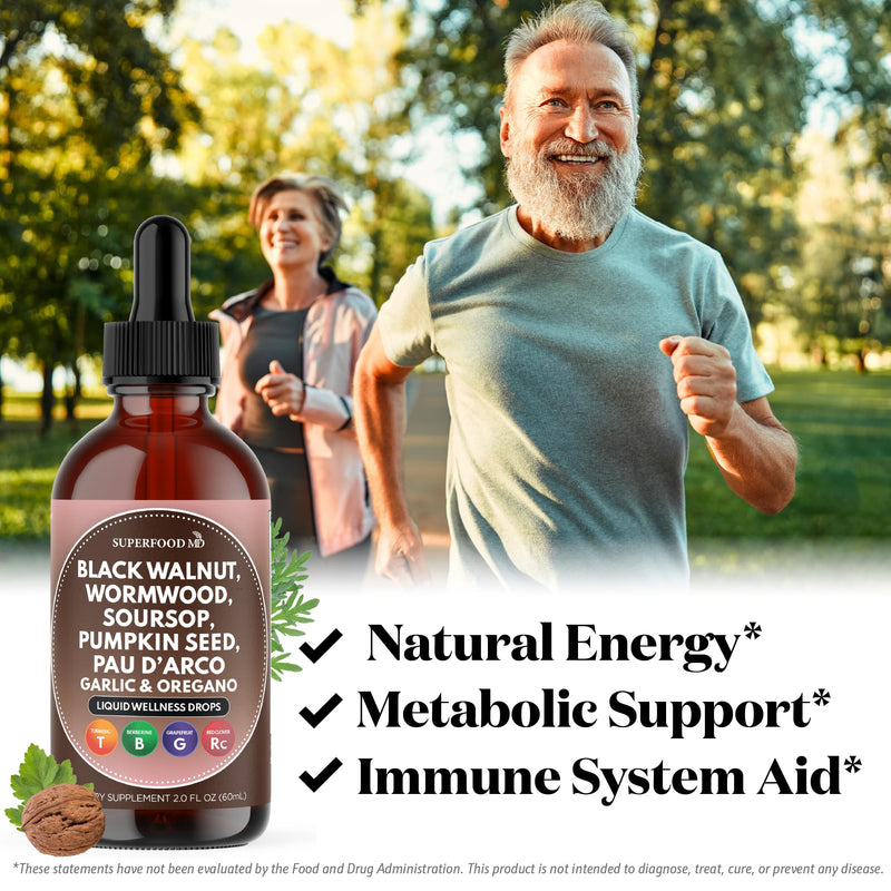 [Australia] - Wormwood Black Walnut Cleanse for Humans Drops Liquid Soursop Garlic Pumpkin Seed PAU D'Arco Oil of Oregano Turmeric Berberine Neem Extract Hull Bark Tincture - 4 oz 4 Fl. Oz (Pack of 2) 
