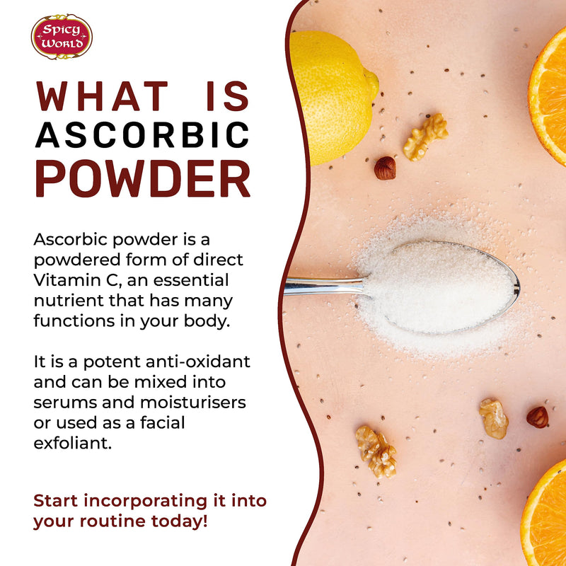 Spicy World Ascorbic Acid 1 LB Bulk Bag - Pure Vitamin C Powder - 100% Pure, Food Grade, Can be Used for Canning, Fruit, Pools - USP Grade 16 Ounce (Pack of 1)