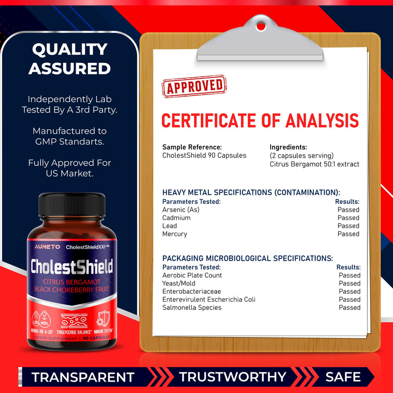 [Australia] - CholestShield with Citrus Bergamot, Black Chokeberry Fruit, Hawthorn Berry - Advanced 14-in-1 Formula for Healthy HDL-LDL Levels* - Made in The USA (90 Count (Pack of 1)) 90 Count (Pack of 1) 