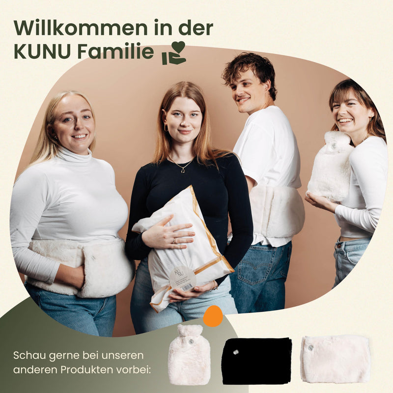 [Australia] - KUNU® the special XXL hot water bottle - 3.4l - incl. gift packaging - with extra cover - irresistibly fluffy - perfect for adults and children - leak-proof and tested Fluffy Black 
